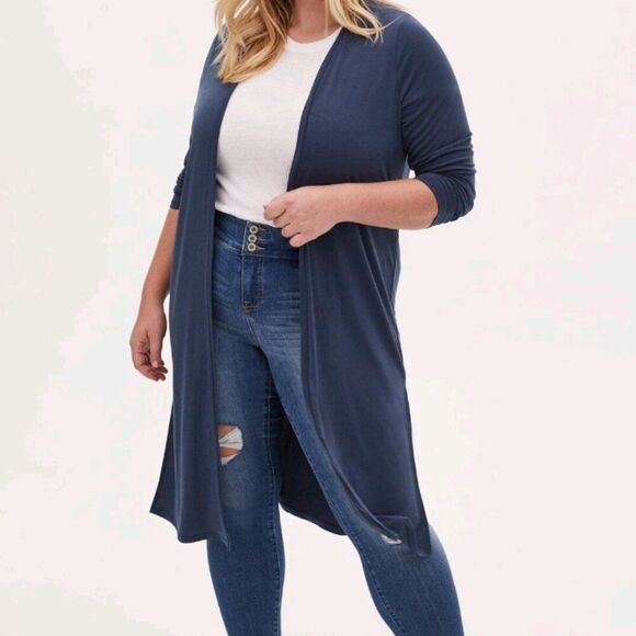 Torrid Cardigan Duster Lightweight Stretchy Slinky Flattering Comfortable 12 - Picture 1 of 12